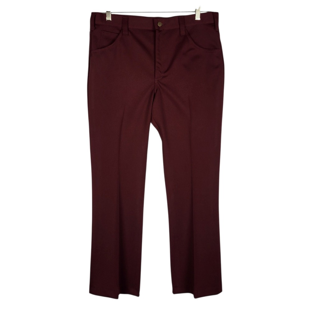 Vintage Lee Riders Polyester Pants Men's 36x30 Burgundy Retro Rockabilly 70s